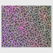 Elegante Rosa Blue Gold Glitzer Black Leopard Prin Geschenkpapier (Flach)