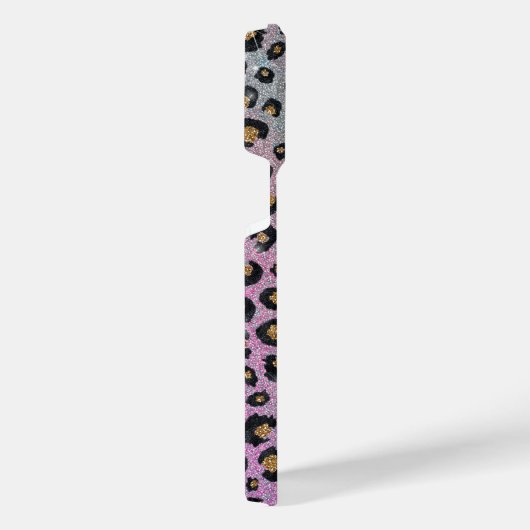 Elegante Rosa Blue Gold Glitzer Black Leopard Prin iPhone Hülle (Rechte Seite)