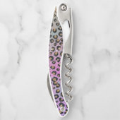 Elegante Rosa Blue Gold Glitzer Black Leopard Prin Kellnermesser (Rückseite)