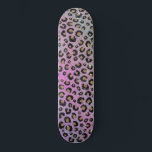 Elegante Rosa Blue Gold Glitzer Black Leopard Prin Skateboard<br><div class="desc">Ein stilvolles Black and Imitate Gold Glitzer Leopard Print Imitate Rosa und Blau Glitzer Gradienten Chic Foto bereichert eine elegante Touch für besondere Feierlichkeiten oder glänzende feminine Wohngestaltung, mit schwarz, gold, braun, schwarz und rosa, lila, klassisch, blau, mint, grün und weiß leuchtend Farbverlauf, Leopard, Gepard Katzenmuster, einzigartig vibrannfarbene Modefarben, einzigartige...</div>