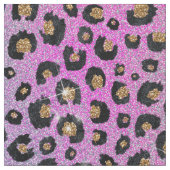 Elegante Rosa Blue Gold Glitzer Black Leopard Prin Stoff (Nahaufnahme)