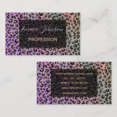 Elegante Rosa Blue Gold Glitzer Black Leopard Prin Visitenkarte (Vorne/Hinten)