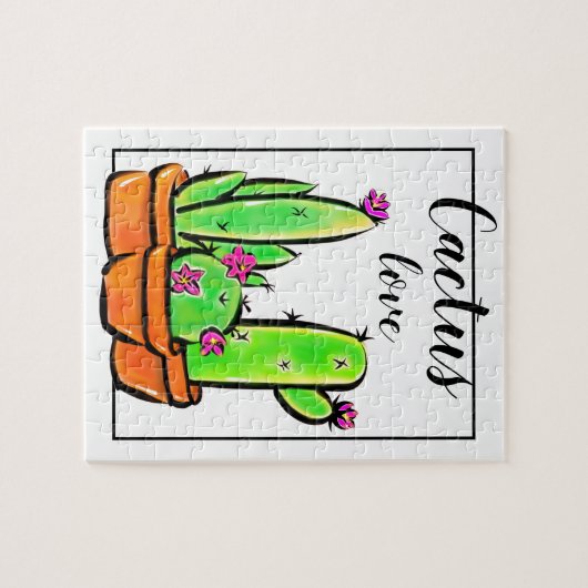 Elegante, rosa, blühende Kakteen-Sukkulente Puzzle (Horizontal)