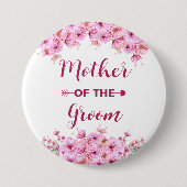 Elegante, rosa, blühende Mutter des Speisesaals Button (Vorderseite)