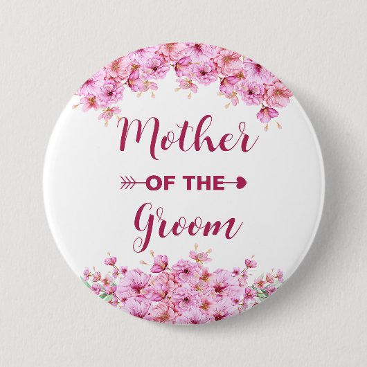 Elegante, rosa, blühende Mutter des Speisesaals Button (Vorderseite)