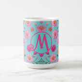 Elegante rosa blühweiße Gänse rosa Blume Kaffeetasse (Mittel)