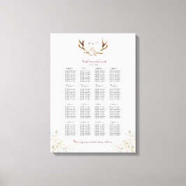 Elegante, rosa Blume Antlers Seating Chart Leinwanddruck