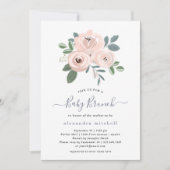 Elegante, rosa Blume | Baby Brunch Einladung (Vorderseite)