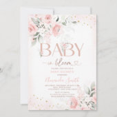 Elegante rosa Blume Baby in Bloom Baby Dusche Einladung (Vorderseite)