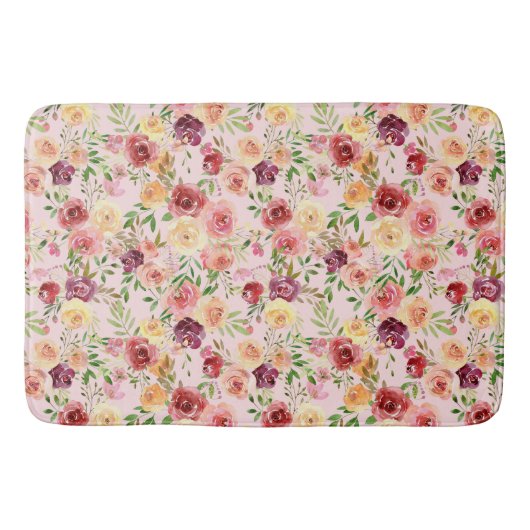 Elegante Rosa Blume Badematte (Vorderseite)