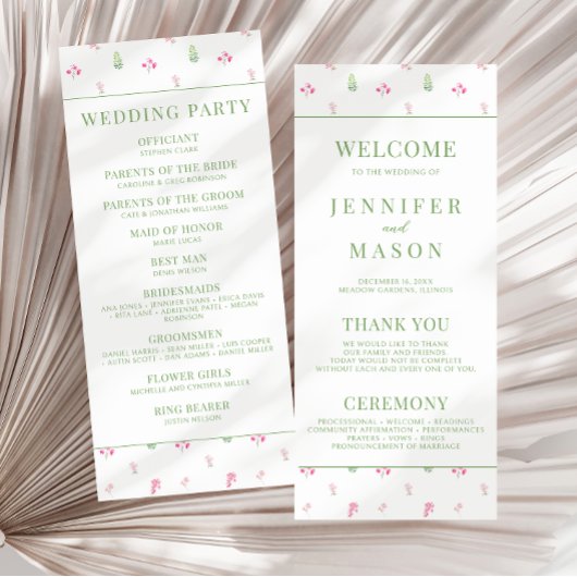 Elegante, rosa Blume Blooms Hochzeitsprogramme