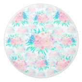 Elegante Rosa Blume Bloral Keramikknauf (Vorderseite)