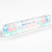 Elegante Rosa Blume Bloral Namensplakette