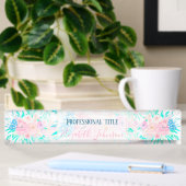 Elegante Rosa Blume Bloral Namensplakette