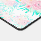 Elegante Rosa Blume Bloral Schreibtischunterlage (Ecke)