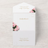 Elegante Rosa Blume Blumenhochzeit All In One Einladung (Außenbereich)