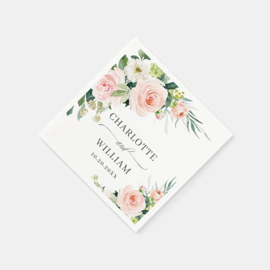 Elegante Rosa Blume Blumenzehen Serviette (Ecke)