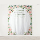 Elegante Rosa Blume Boho Wedding Backdrop Wandteppich (Vorderseite)