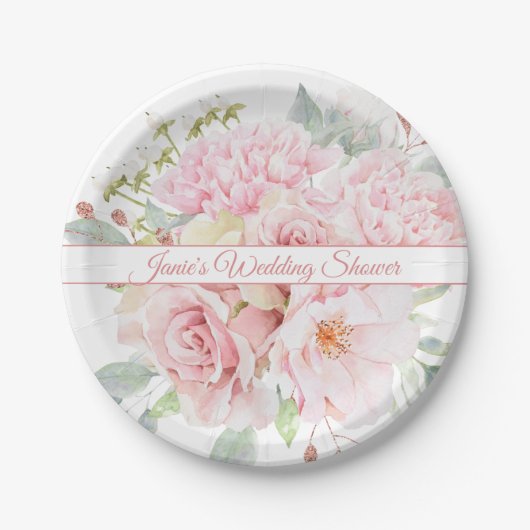 Elegante Rosa Blume Bouquet Special Pappteller (Vorderseite)