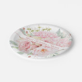 Elegante Rosa Blume Bouquet Special Pappteller (Schrägansicht)