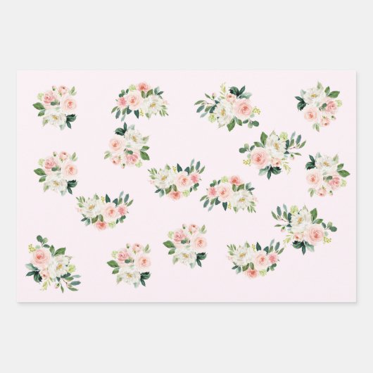Elegante rosa Blume Bouquets Wrapping Paper Sheets Geschenkpapier Set (Vorderseite 3)