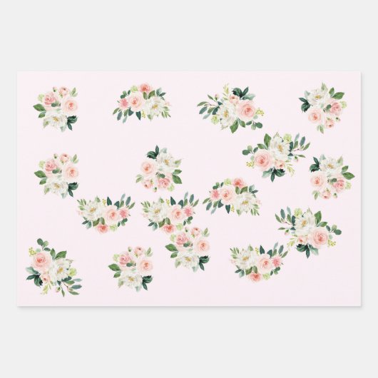 Elegante rosa Blume Bouquets Wrapping Paper Sheets Geschenkpapier Set (Vorderseite 2)