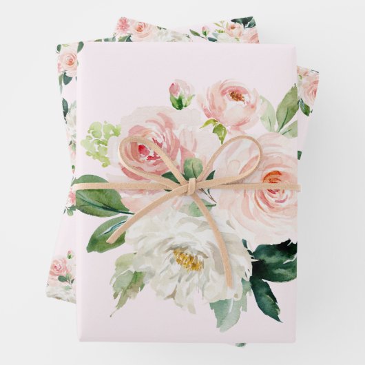 Elegante rosa Blume Bouquets Wrapping Paper Sheets Geschenkpapier Set (Beispiel)