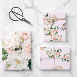 Elegante rosa Blume Bouquets Wrapping Paper Sheets Geschenkpapier Set