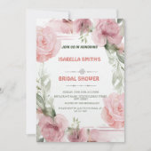 Elegante Rosa Blume Brautdusche Einladung (Vorderseite)