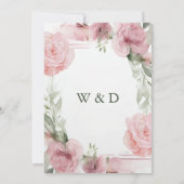 Elegante Rosa Blume Brautdusche Einladung (Rückseite)