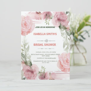 Elegante Rosa Blume Brautdusche Einladung