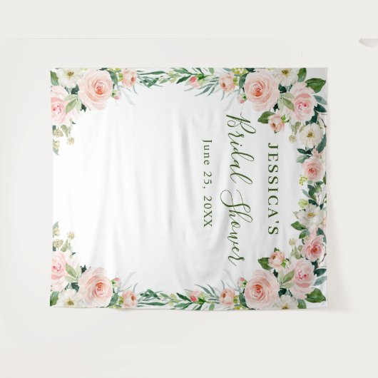 Elegante Rosa Blume Brautparty Hintergrund Wandteppich (Vorderseite (Horizontal))