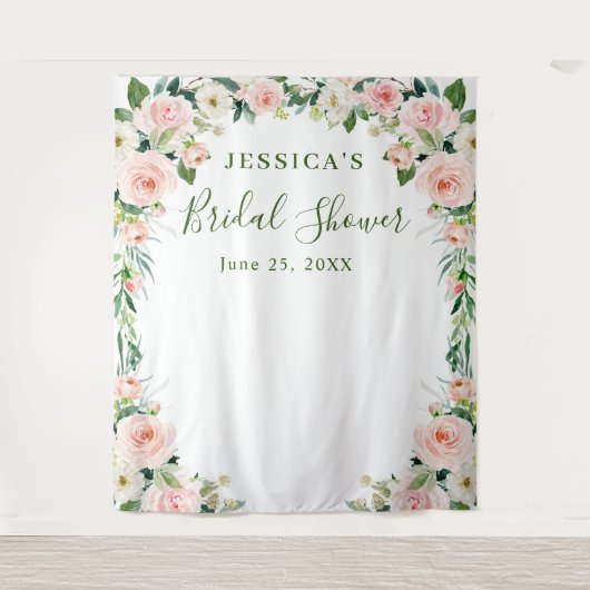 Elegante Rosa Blume Brautparty Hintergrund Wandteppich (Vorderseite)