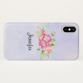 Elegante Rosa Blume Case-Mate iPhone Hülle (Rückseite (Horizontal))