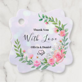 Elegante Rosa Blume Danke für Ihre Hochzeit Geschenkanhänger