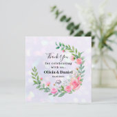 Elegante Rosa Blume Danke Karte (Stehend Vorderseite)