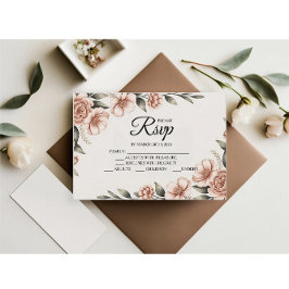 Elegante rosa Blume Designer RSVP Cards Karte