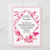 Elegante rosa Blume Diamond Wedding Einladung (Vorderseite)