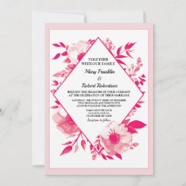 Elegante rosa Blume Diamond Wedding Einladung