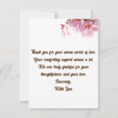 Elegante rosa Blume Flat Danke Sympathy Card (Rückseite)