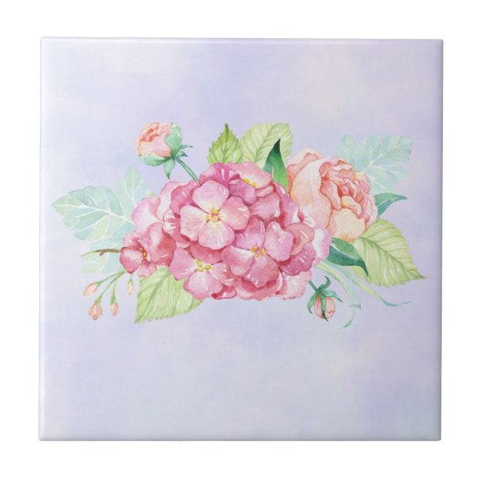 Elegante Rosa Blume Fliese (Vorderseite)