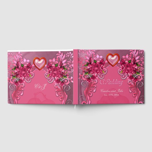 Elegante rosa Blume Gästebuch (Voll)