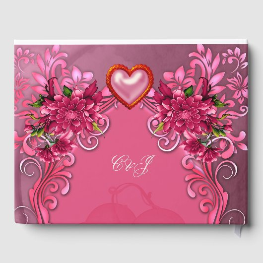 Elegante rosa Blume Gästebuch (Rückseite)