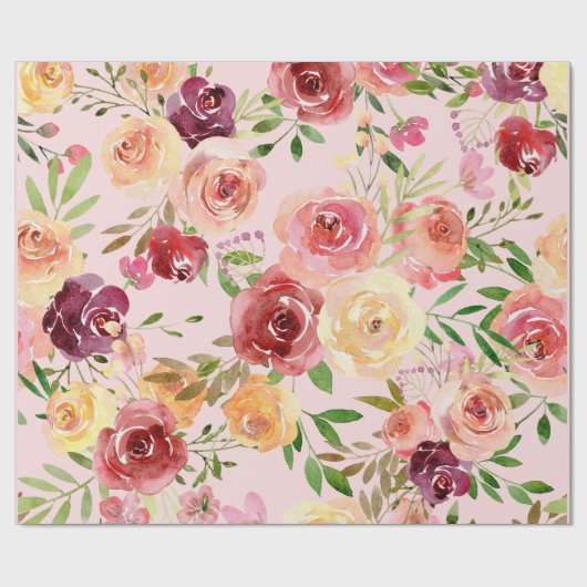 Elegante Rosa Blume Geschenkpapier (Flach)