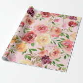 Elegante Rosa Blume Geschenkpapier (Ungerollt)