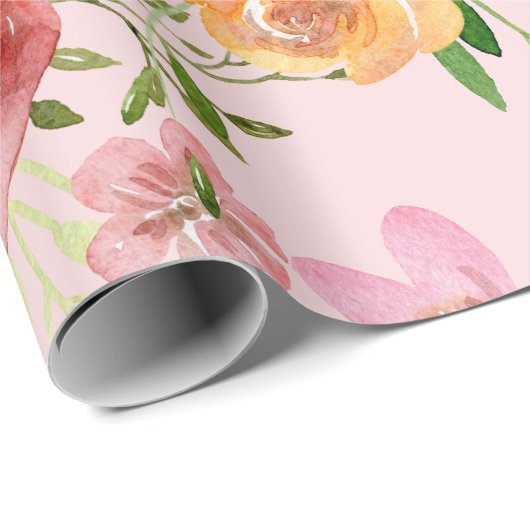 Elegante Rosa Blume Geschenkpapier (Rolleneckpunkt)