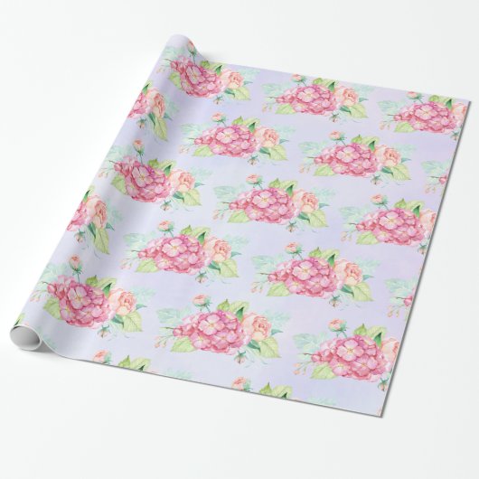 Elegante Rosa Blume Geschenkpapier (Ungerollt)