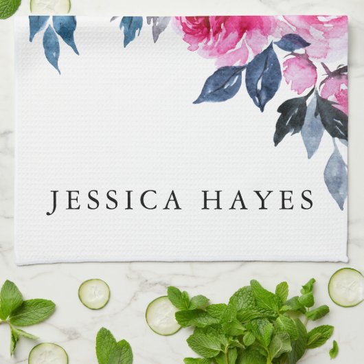 Elegante, rosa Blume Geschirrtuch (Gefaltet)