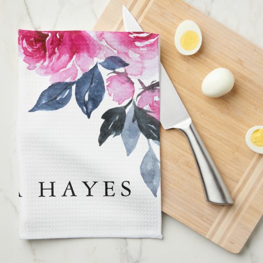 Elegante, rosa Blume Geschirrtuch (Viertel Falte)