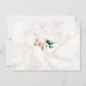 Elegante Rosa Blume Goldrahmen Marmorhochzeit Save The Date (Rückseite)